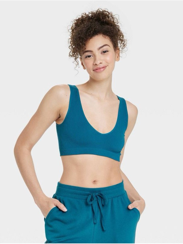 Women's Reversible Neckline Seamless Bralette -Colsie Blue